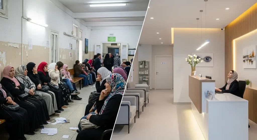 Comparison between public hospital and private eye clinic in Morocco