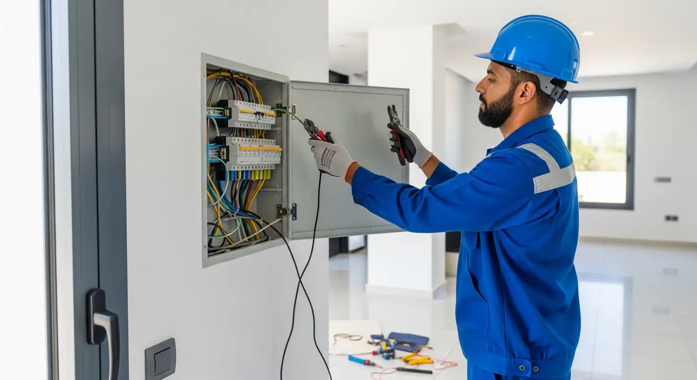 Electrician Price in Morocco - Professional electrician installing electrical wiring in Moroccan home