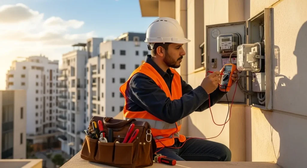 Electrician working on electrical installation in Casablanca Morocco