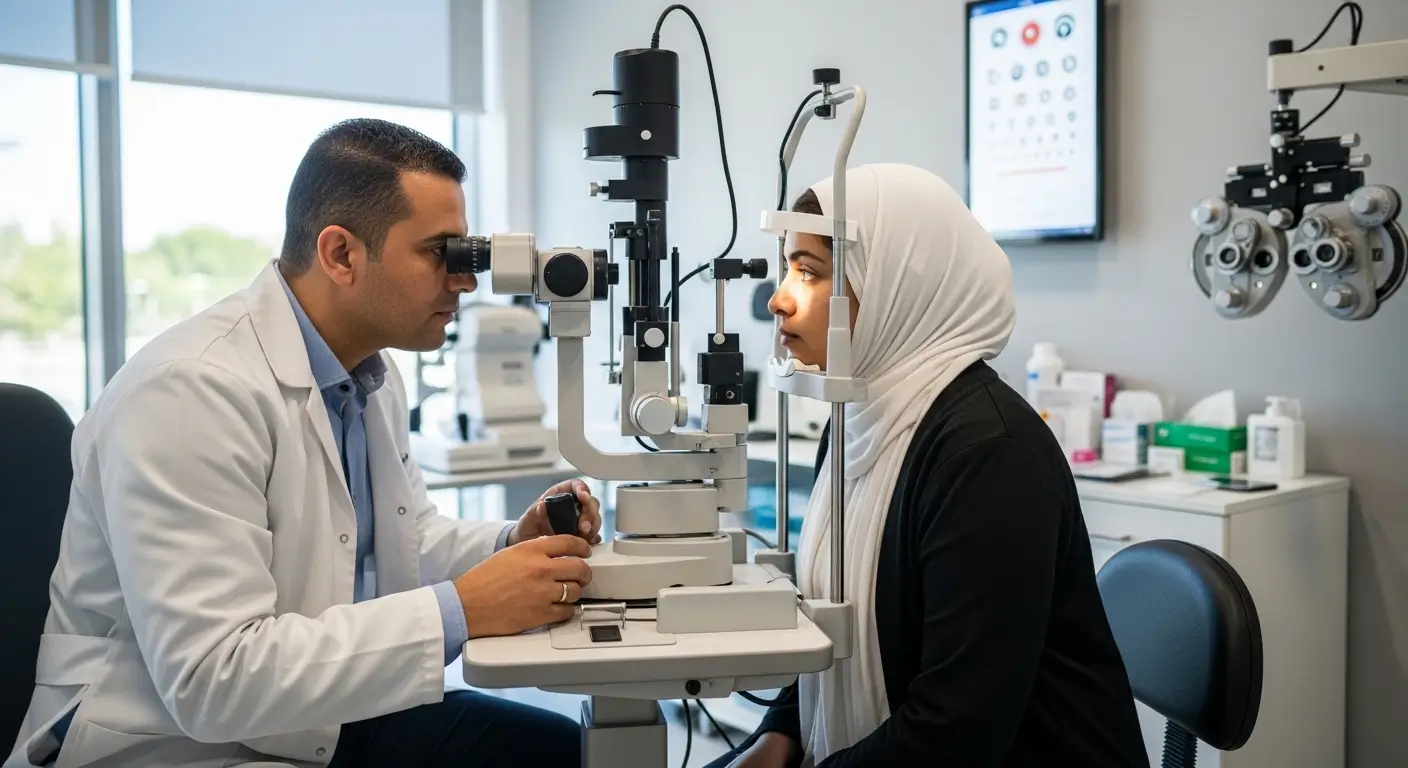 Ophthalmologist Prices in Morocco - Moroccan ophthalmologist examining patients eyes in a private clinic