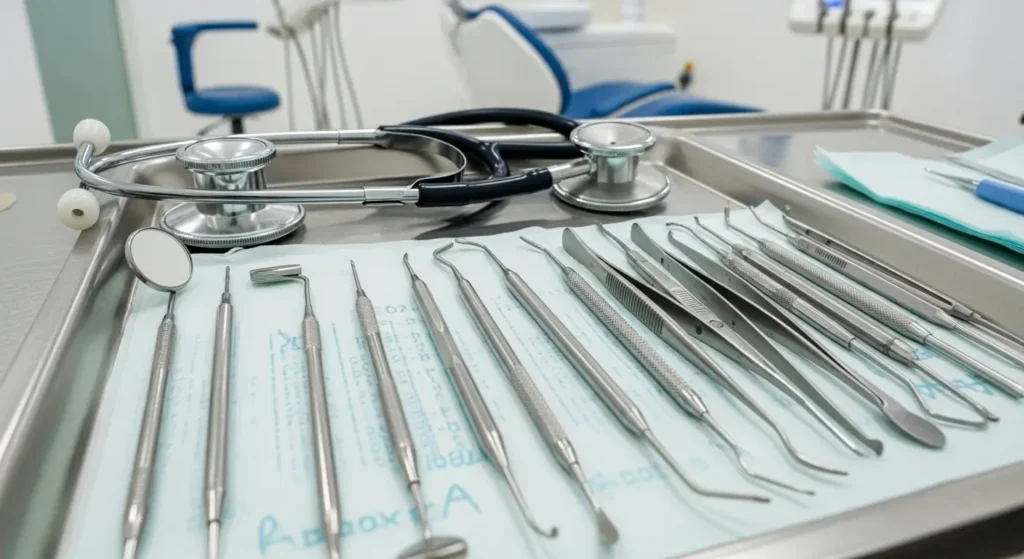 Professional dental equipment and tools in Moroccan dental clinic showing quality standards